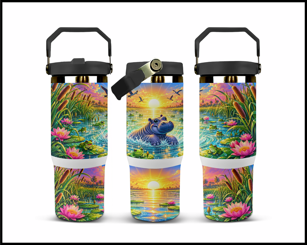 Sweet Sunrise Hippo Stainless Steel Big Guzzler Tumbler (2030)