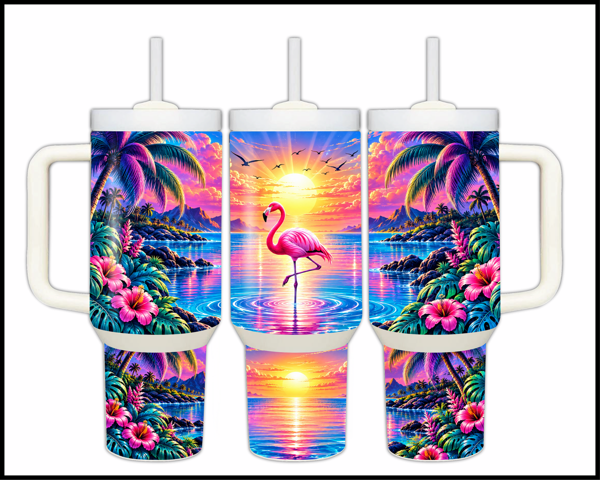 Velvet Sunset Flamingo Stainless Steel Big Guzzler Tumbler (2035)
