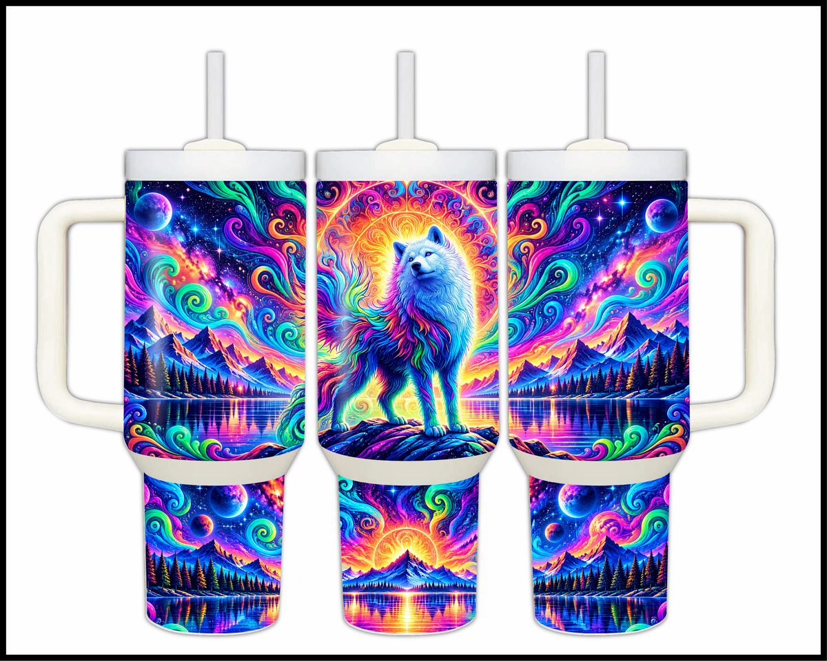 Velvet Swirl Wolf Stainless Steel Big Guzzler Tumbler (2036)