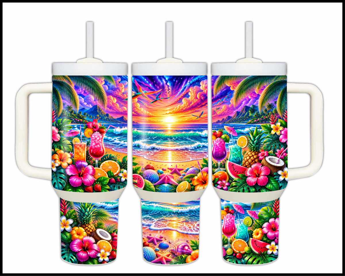 Feisty Beach Party Stainless Steel Big Guzzler Tumbler (2038)