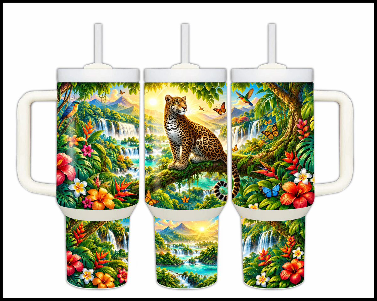 Jungle Dream Leopard Stainless Steel Big Guzzler Tumbler (2040)