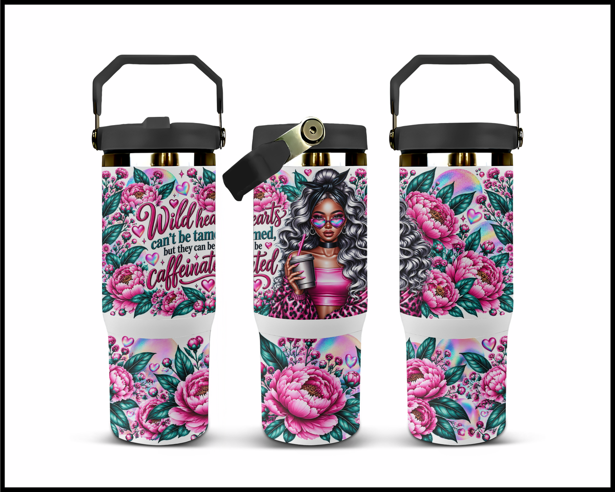 Wild Hearts Can't Be Tamed But They Can Be Caffeinated Stainless Steel Big Guzzler Tumbler (2057)