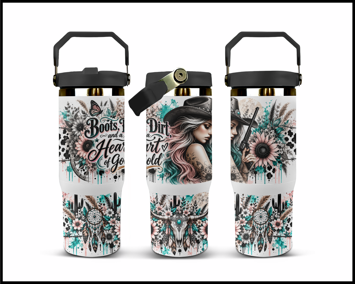 Boots Dirt and A Heart of Gold Stainless Steel Big Guzzler Tumbler (2077)