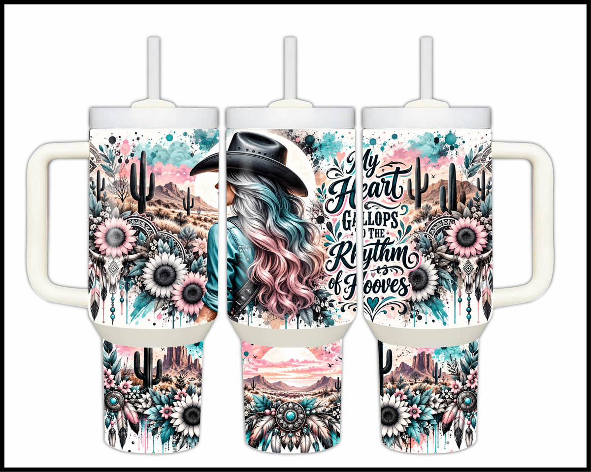 My Heart Beats To The Rhythm Of Hooves Stainless Steel Big Guzzler Tumbler (2082)