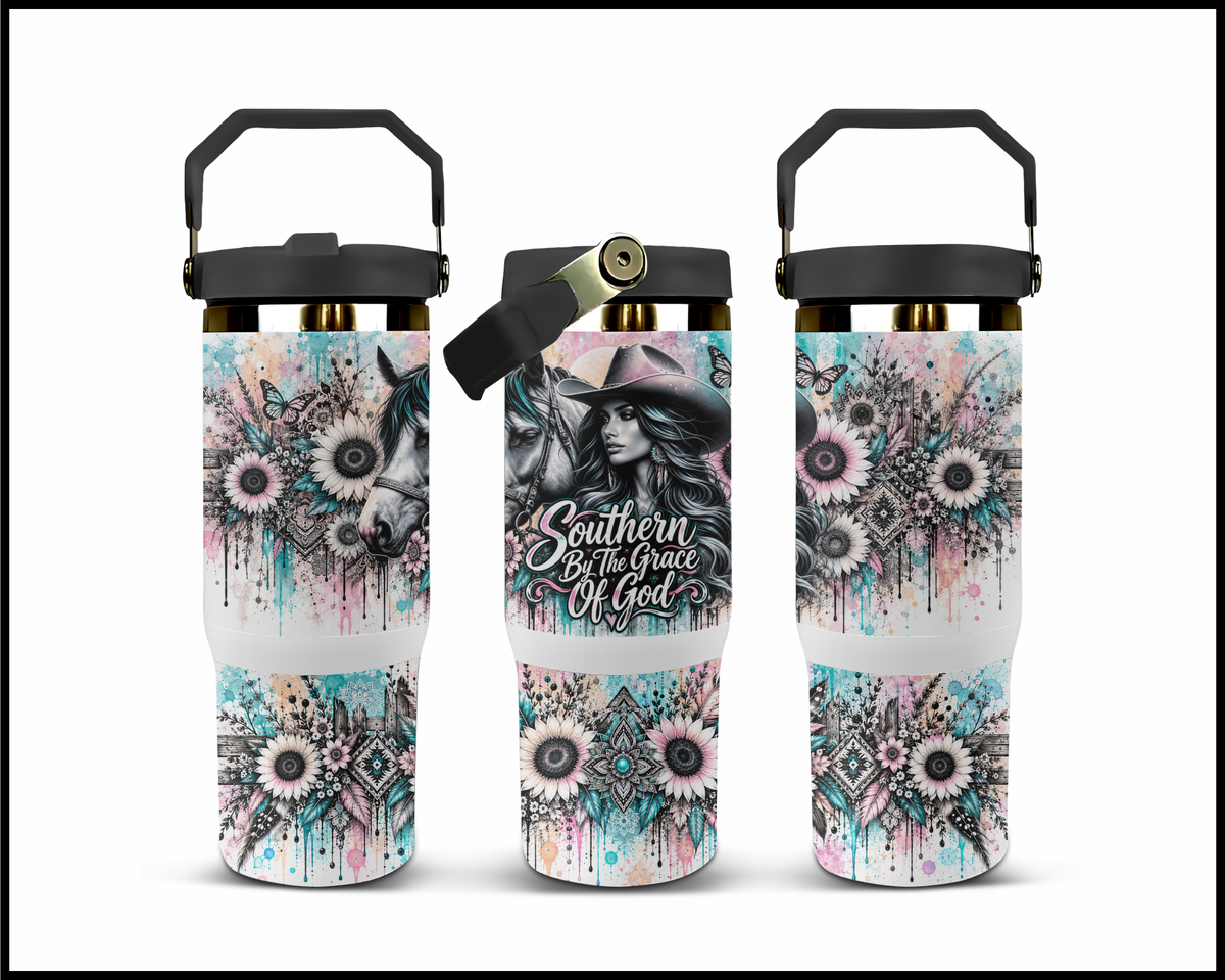 Southern By The Grace Of God Stainless Steel Big Guzzler Tumbler (2083)