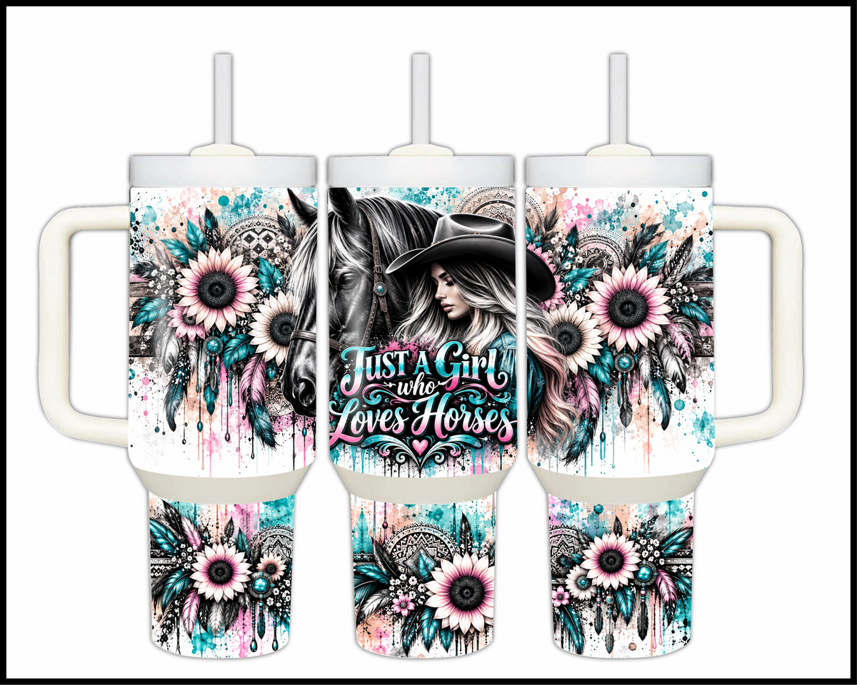 Just A Girl Who Loves Horses Stainless Steel Big Guzzler Tumbler (2084)