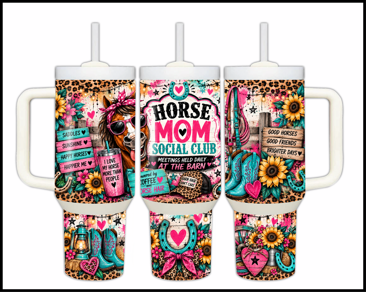 Horse Mom Social Club Stainless Steel Big Guzzler Tumbler (2088)