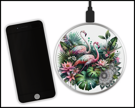 Tropical Flamingos Sublimated Wireless Phone Charger (020)