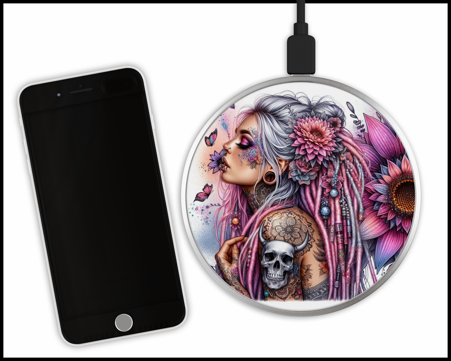 Stunning Mandala Floral Sublimated Wireless Phone Charger (420)