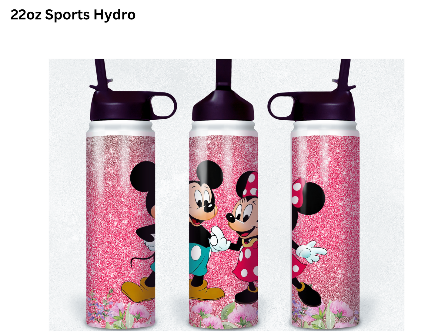 Mickey & Minnie Pink Glitter Tumbler