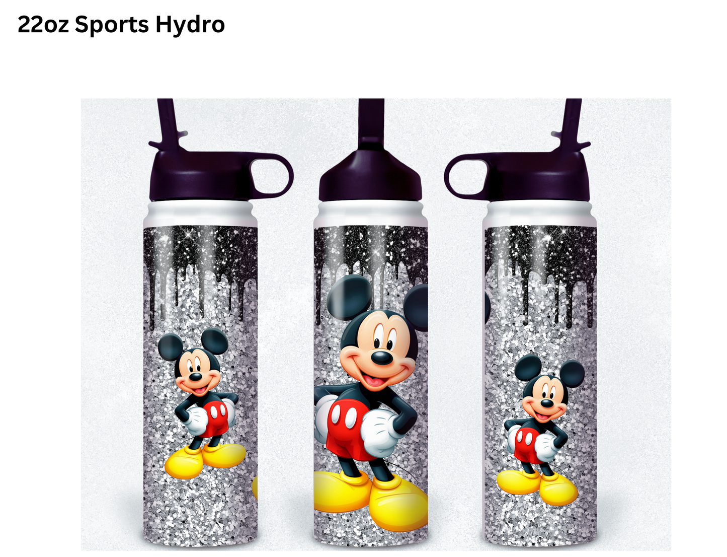 Black & Silver Glitter Mickey Tumbler