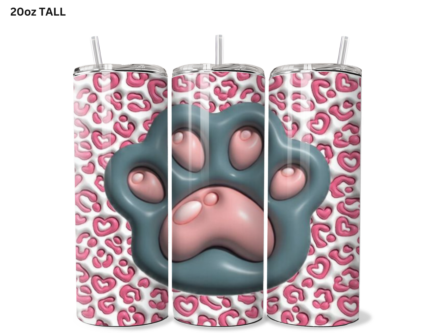 Puff Paw Print - Grey Tumbler