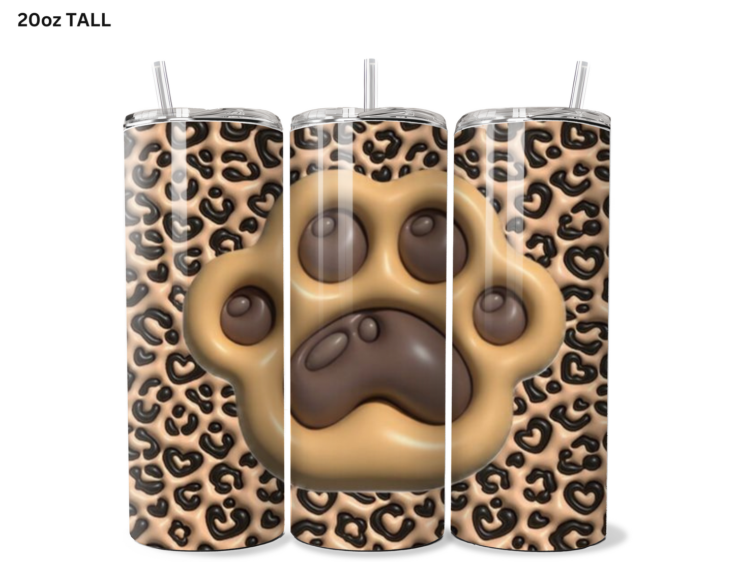 Puff Paw Print - Brown Tumbler