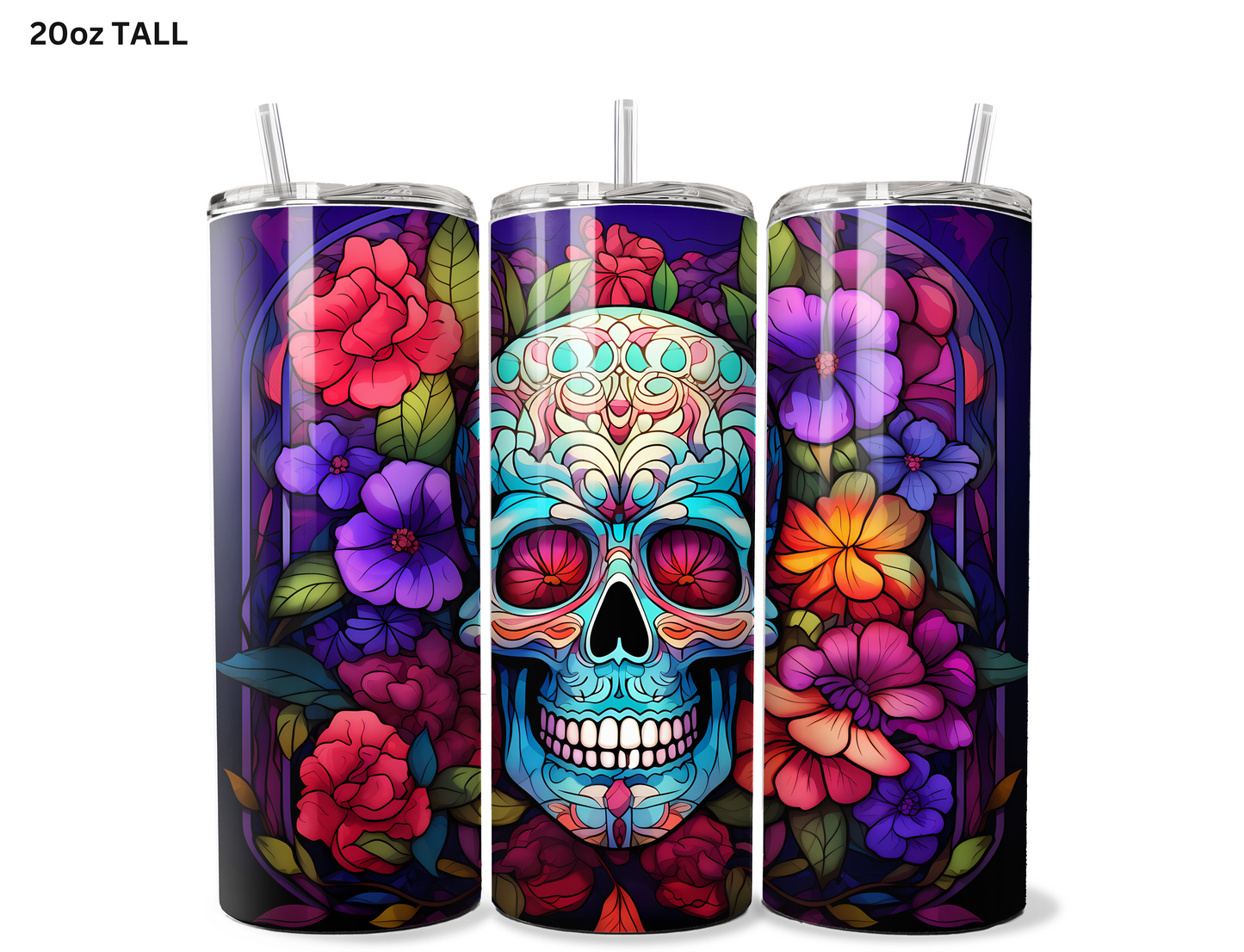 Red Eyed Candy Skull Tumbler