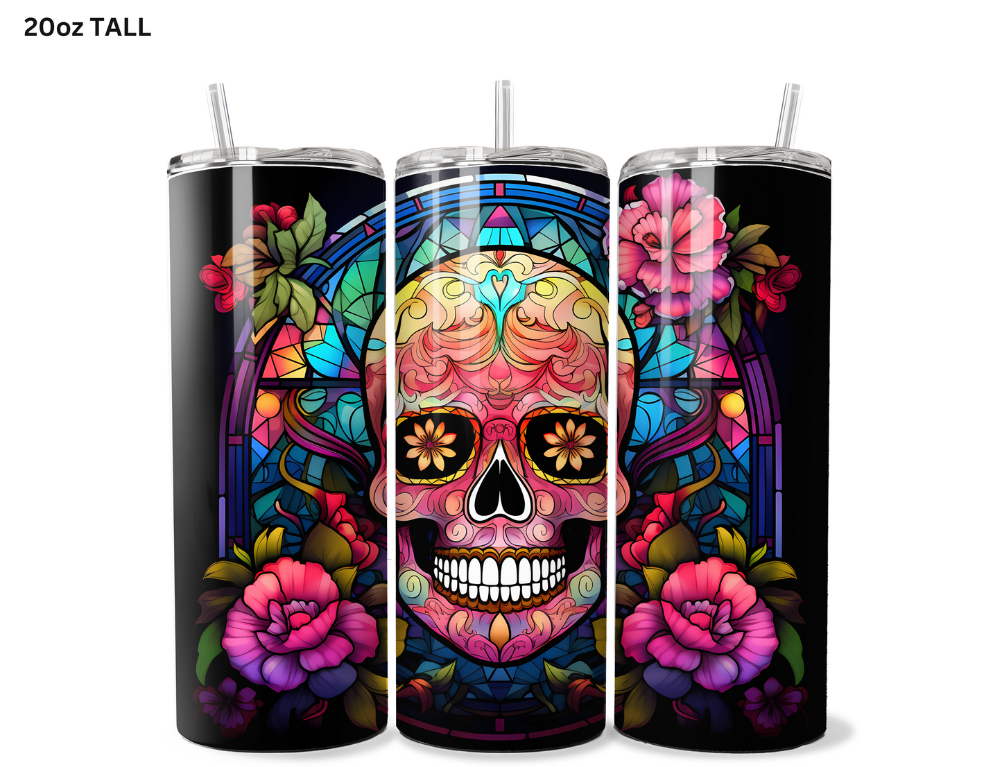 Pink Candy Skull Tumbler