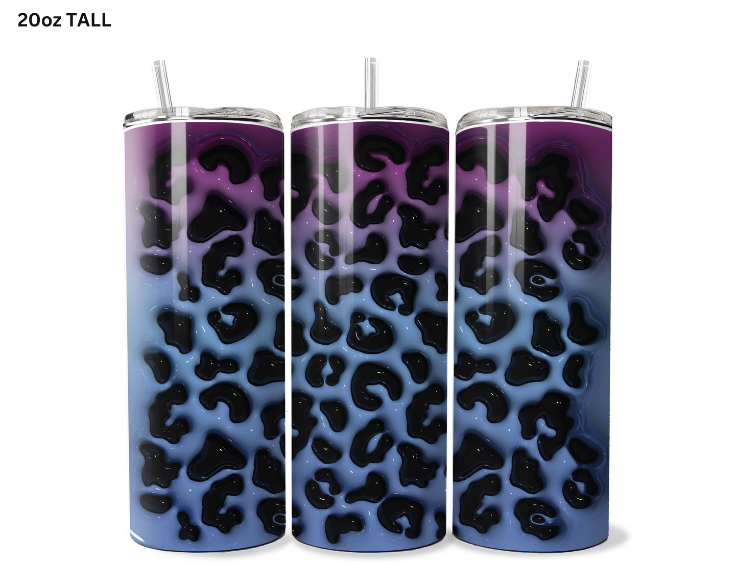 Animal Print - Raspberry & Shades of Blue Tumbler