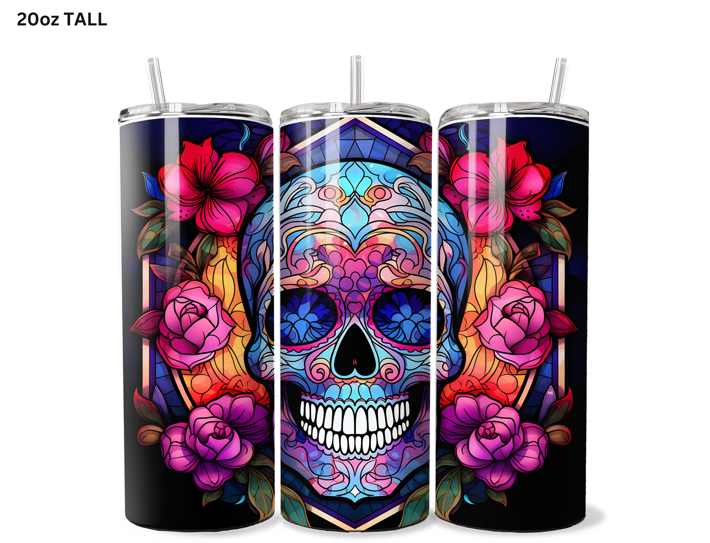 Blue Candy Skull Tumbler