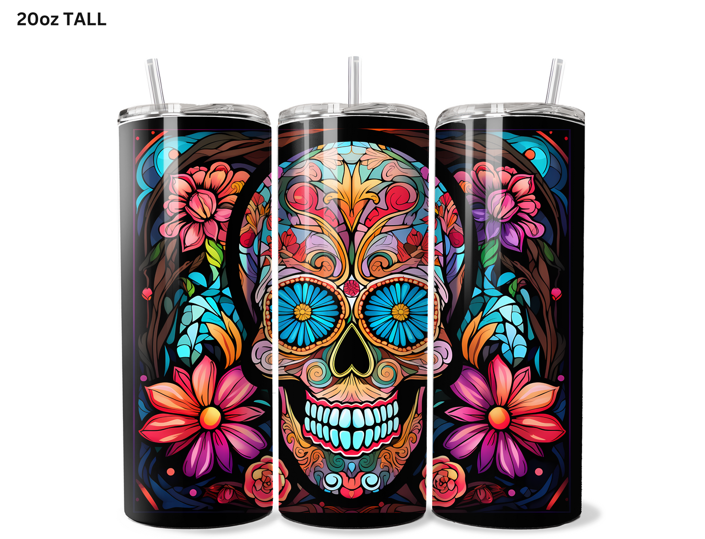 Blue Eyed Candy Skull Tumbler