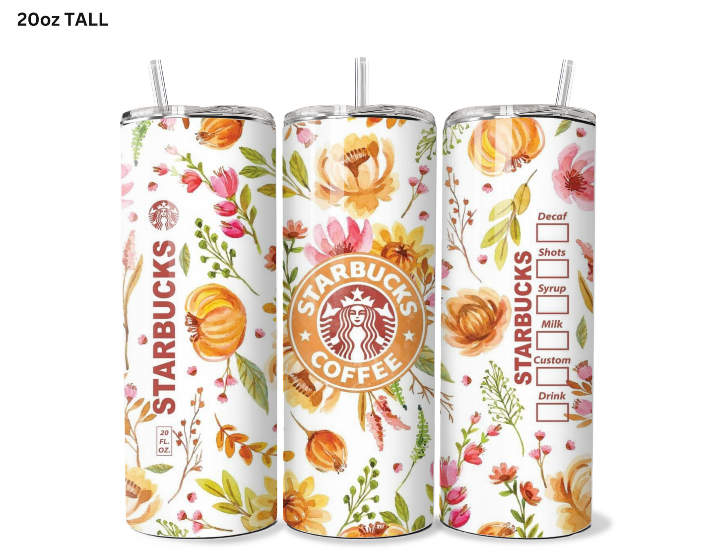 Floral Starbucks (Tangerine) Tumbler