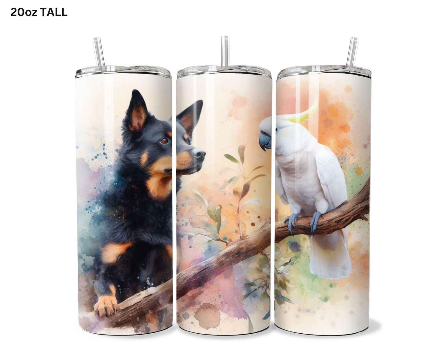 Australian Black Kelpie & Cockatoo Tumbler