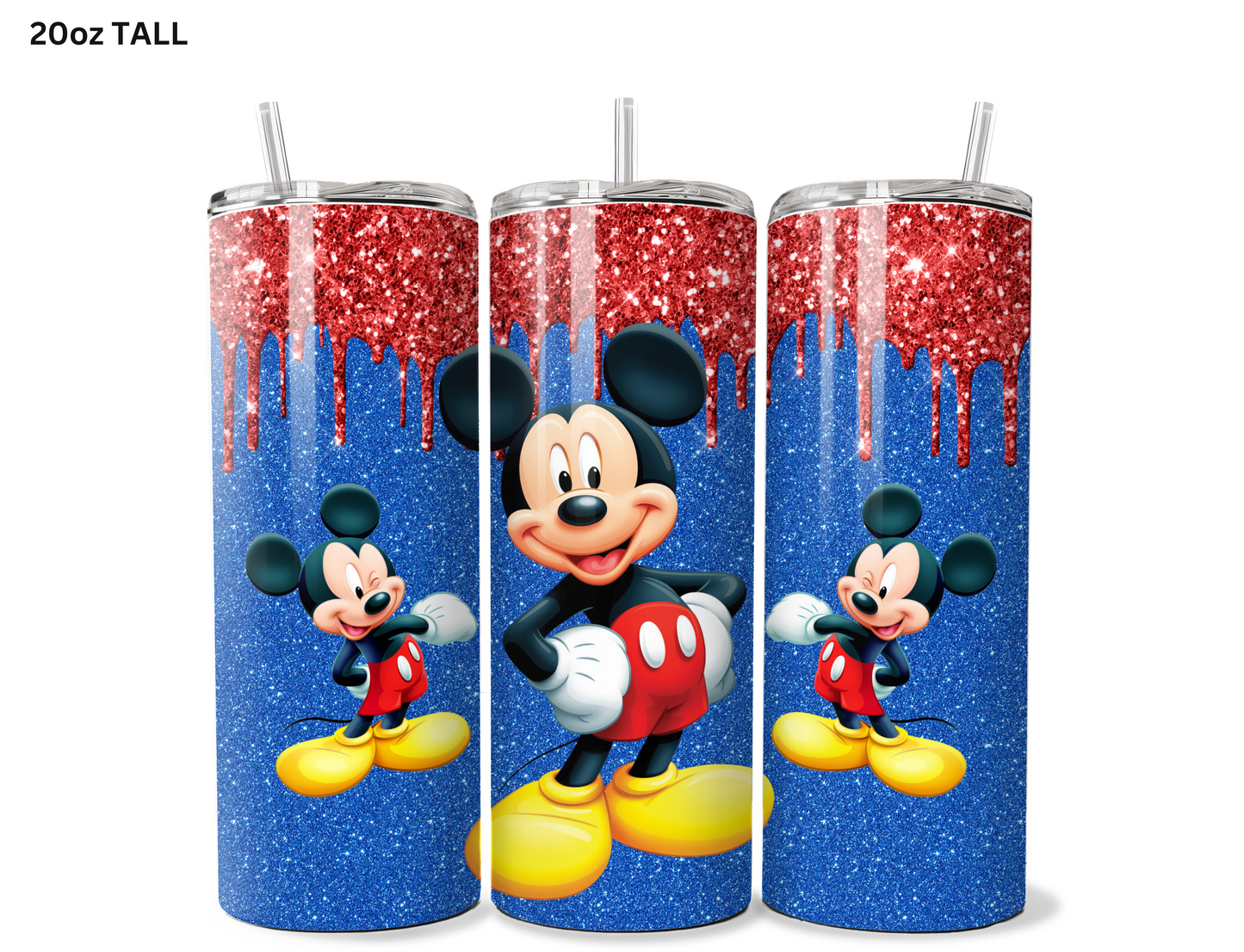 Blue & Red Glitter Mickey Tumbler