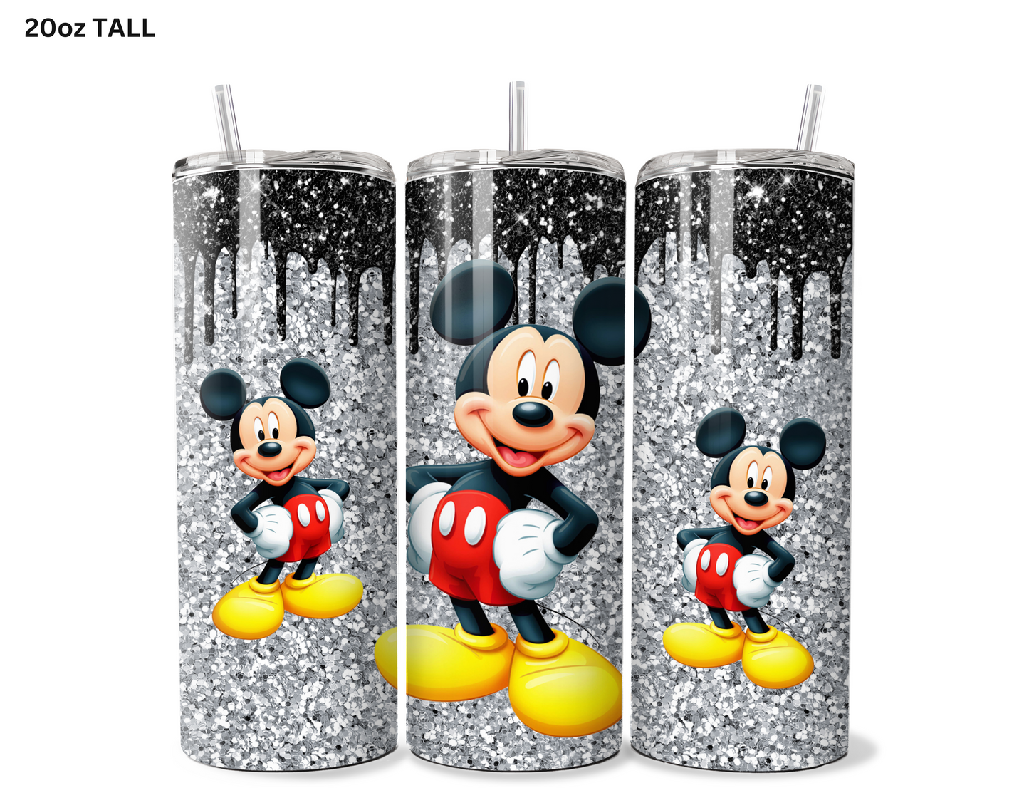 Black & Silver Glitter Mickey Tumbler