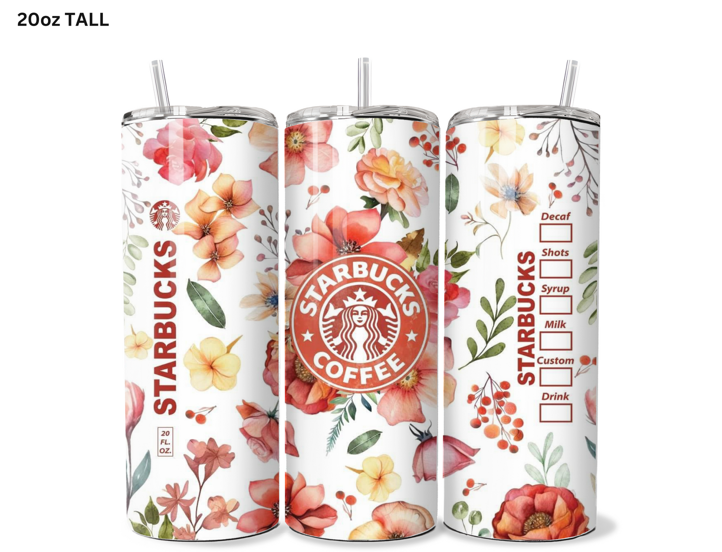 Floral Starbucks (Orange) Tumbler