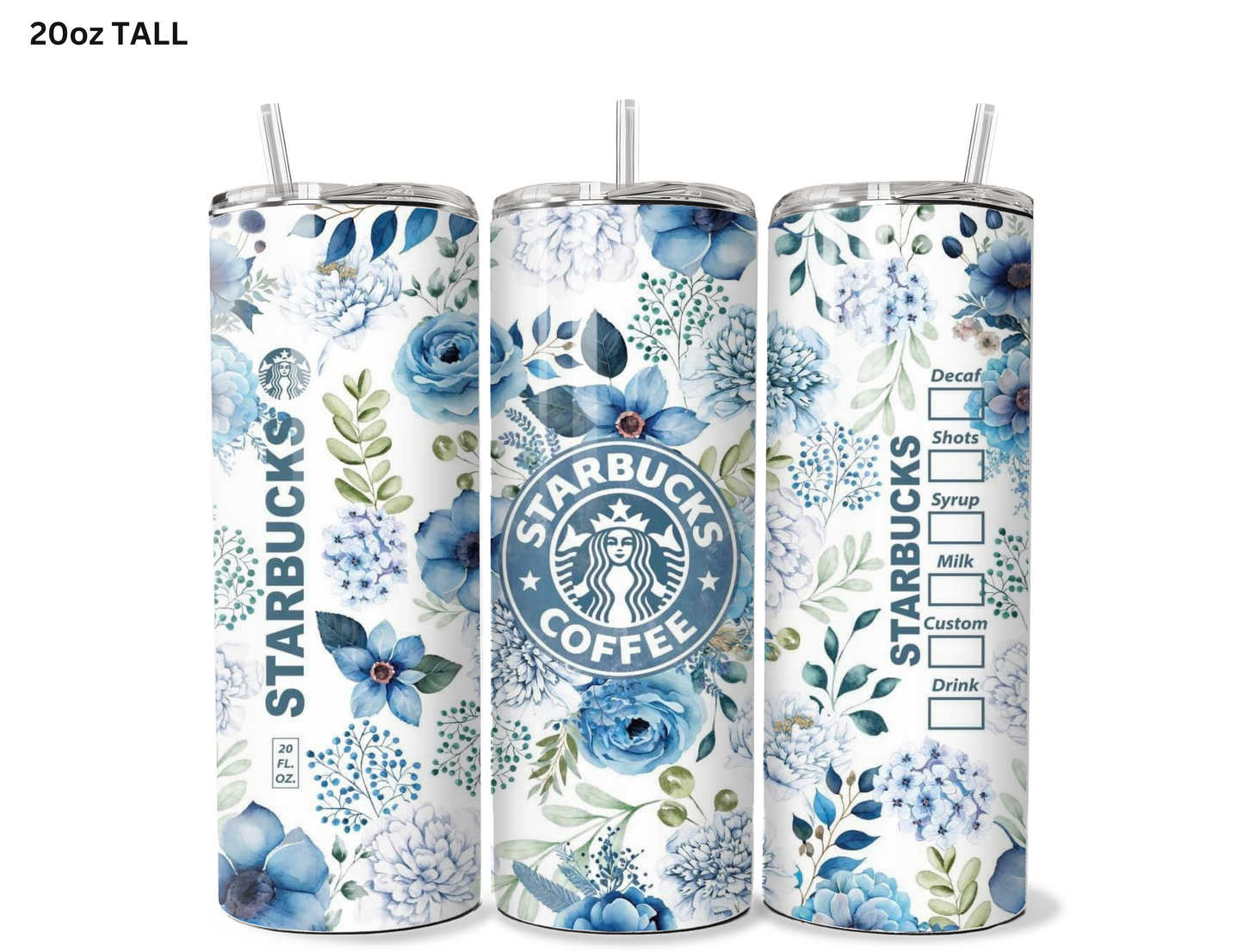 Floral Starbucks (Blue) Tumbler