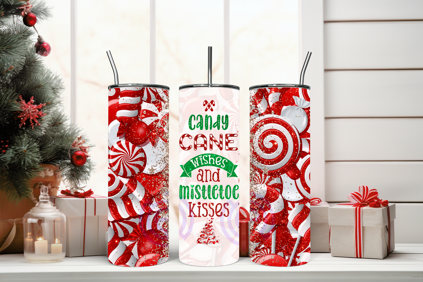 Candy Cane Wishes & Mistletoe Kisses Tumbler