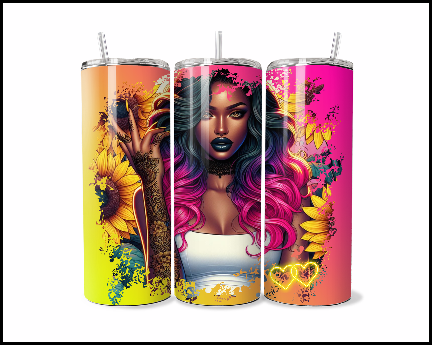 A Technicolor Paradise of Henna and Blooms Tumbler (2564)