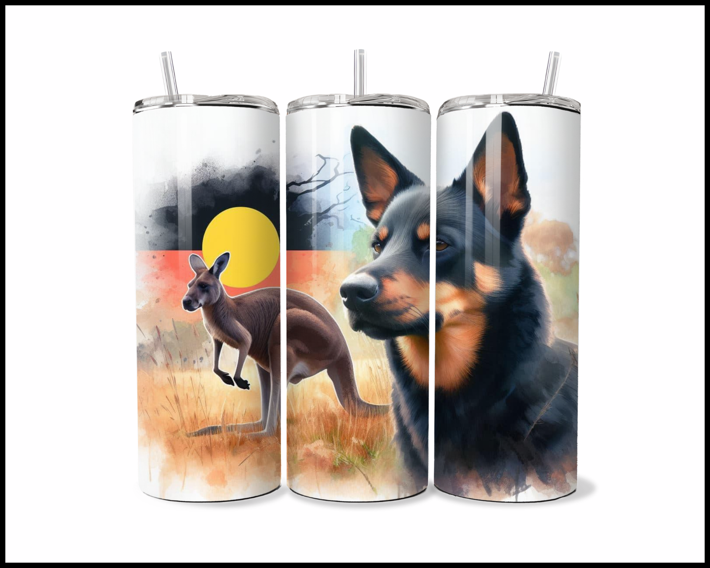 The Roo & Kelpie Dreamtime Bushland Tumbler (377)