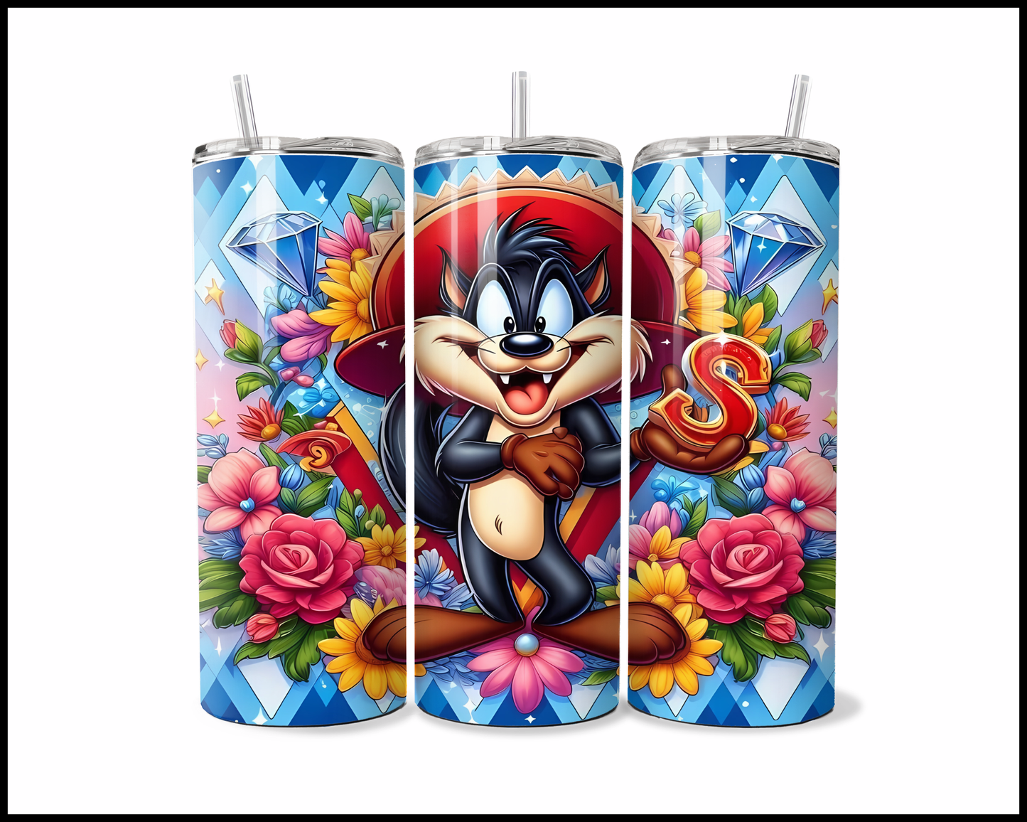 Feline Flower-Power Adventure Tumbler (5285)