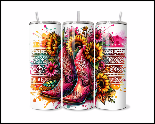 Boots, Blooms, & Aztec Moons Tumbler (3690)
