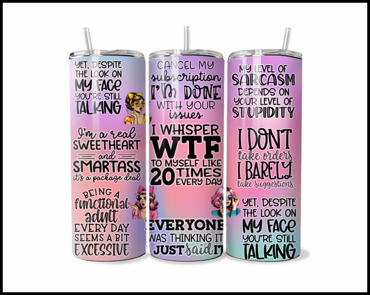 Sweetheart & Smartass Typography Tumbler (3696)