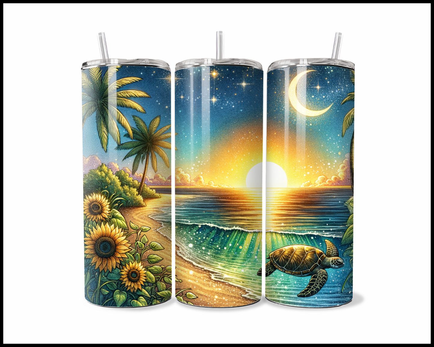 Tropical Crescent Moon Paradise Tumbler (3697)