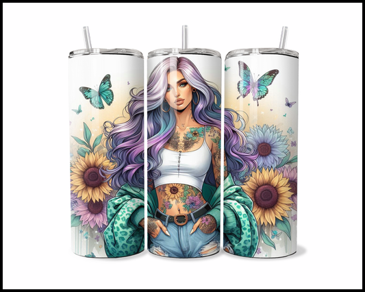 Boho Goddess and Botanical Swirls Tumbler (2548)