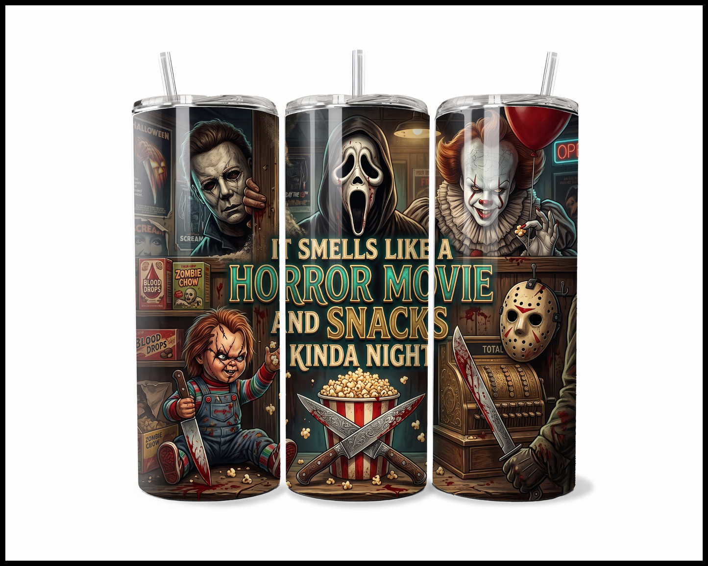 Buttered Popcorn & Bloody Knives Tumbler (4767)