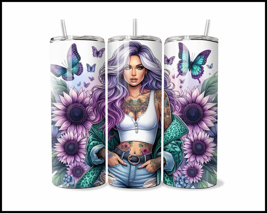 A Lilac Symphony of Petals and Ink Tumbler (2550)