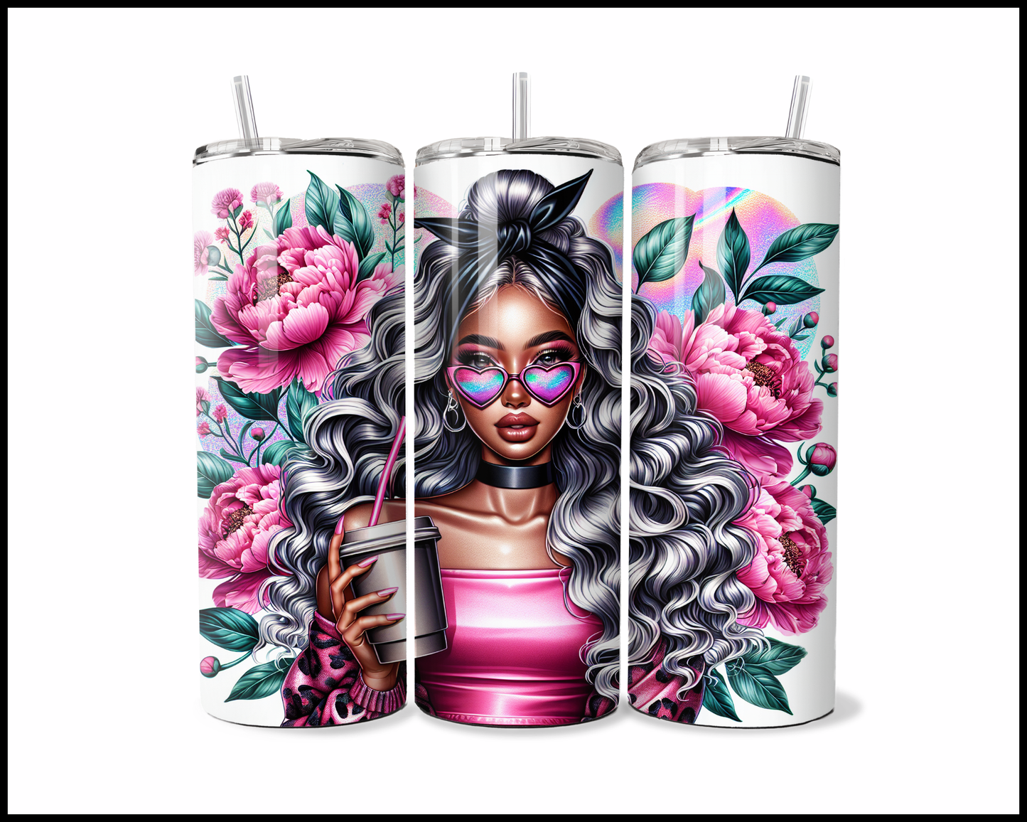 Curls & Blooms Tumbler (3782)