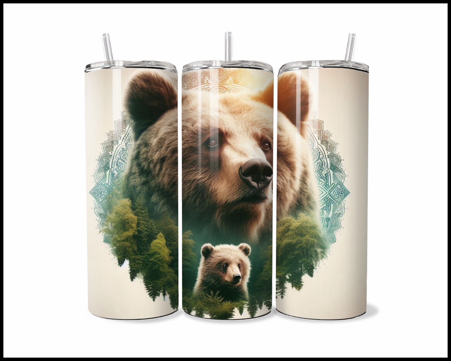 Mandala Brown Bear Tumbler (2743)