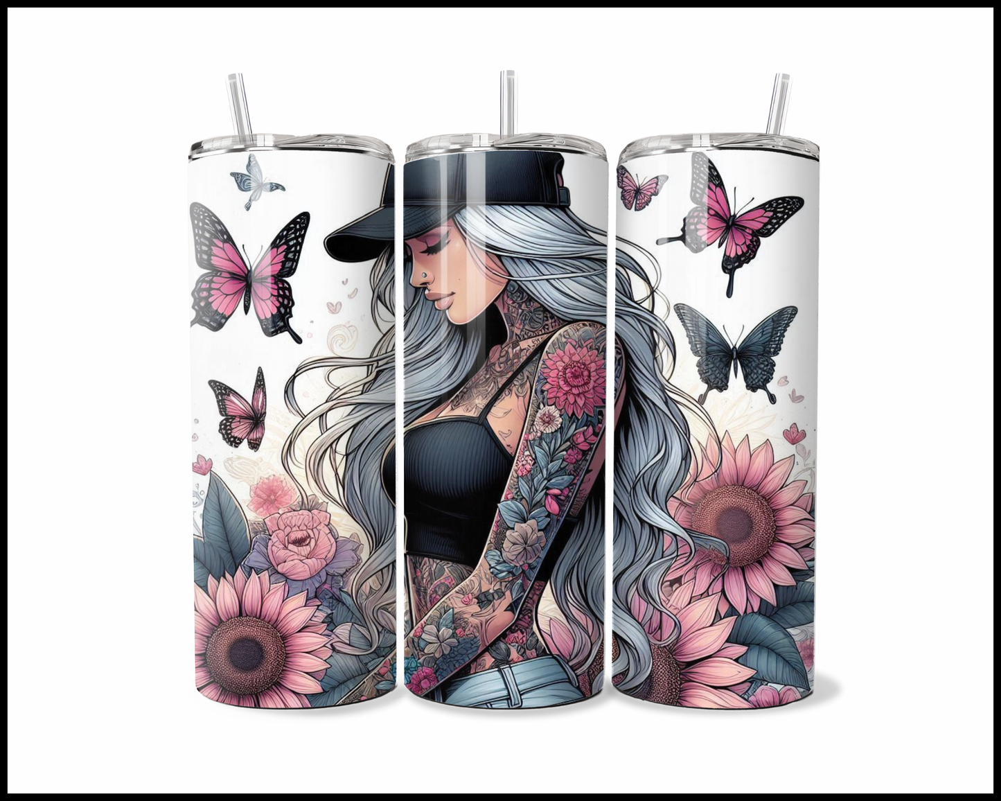 A Quiet Meadow of Ink and Petals Tumbler (2560)
