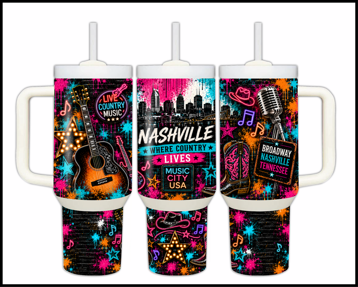 Nashville: Where Country Lives Stainless Steel Big Guzzler Tumbler (2100)