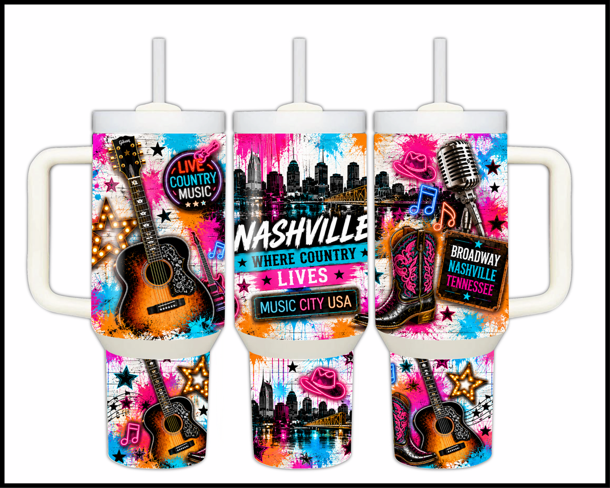 Nashville: Where Country Lives Stainless Steel Big Guzzler Tumbler (2101)
