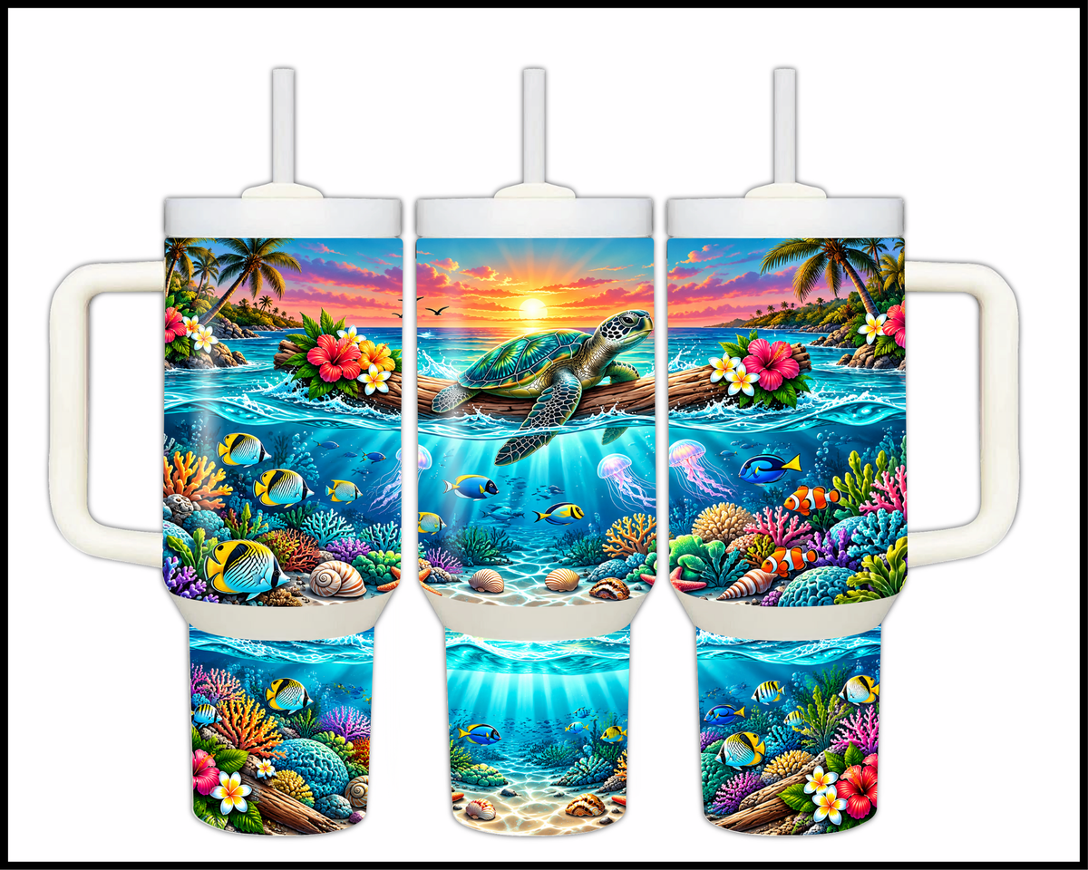 Hibiscus & Hatchlings Stainless Steel Big Guzzler Tumbler (2106)