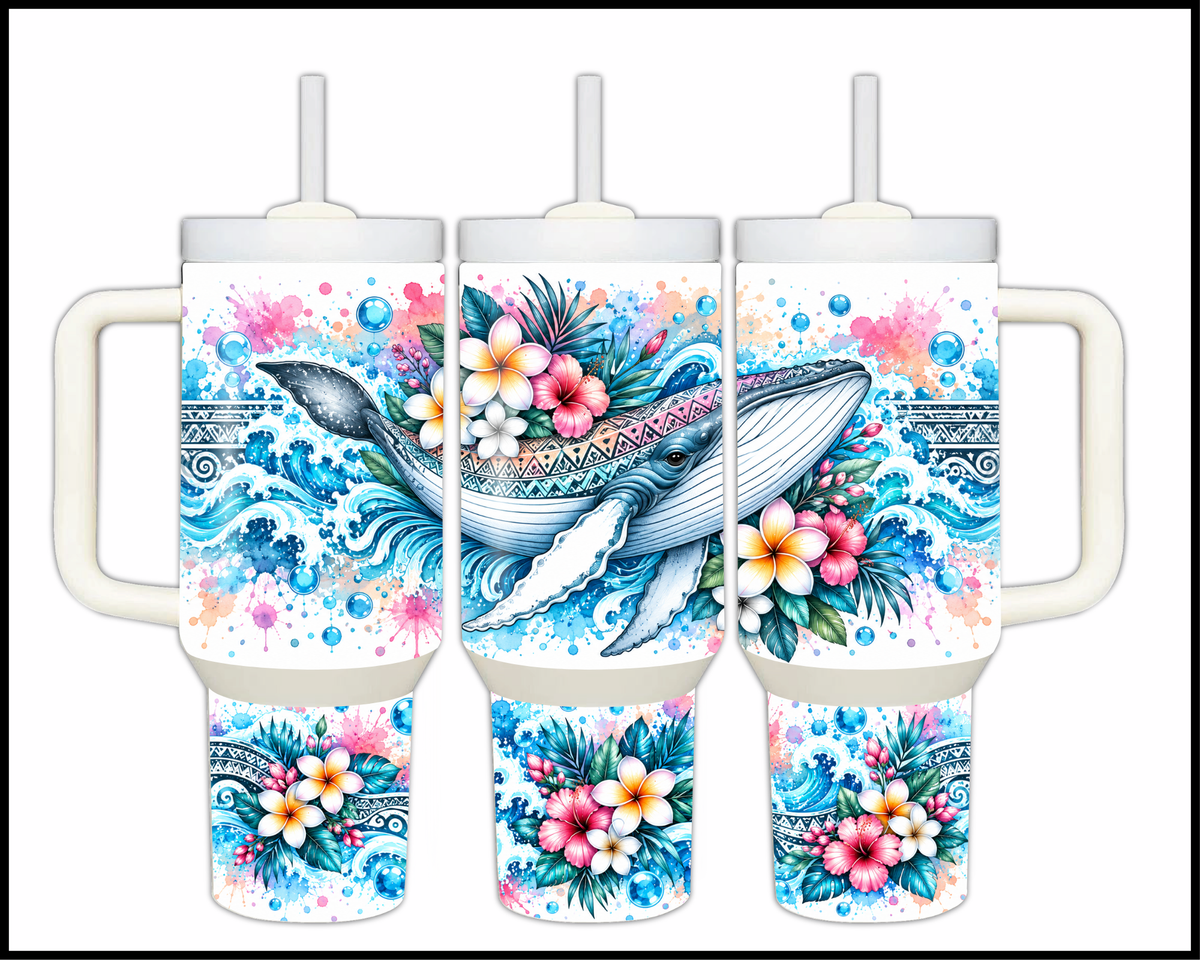 Watercolor Whale Song Stainless Steel Big Guzzler Tumbler (2125)