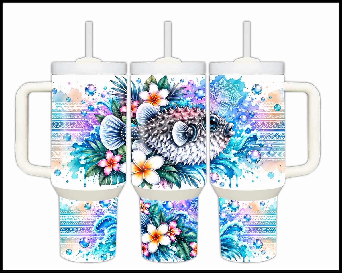 Plumeria Puff Stainless Steel Big Guzzler Tumbler (2127)