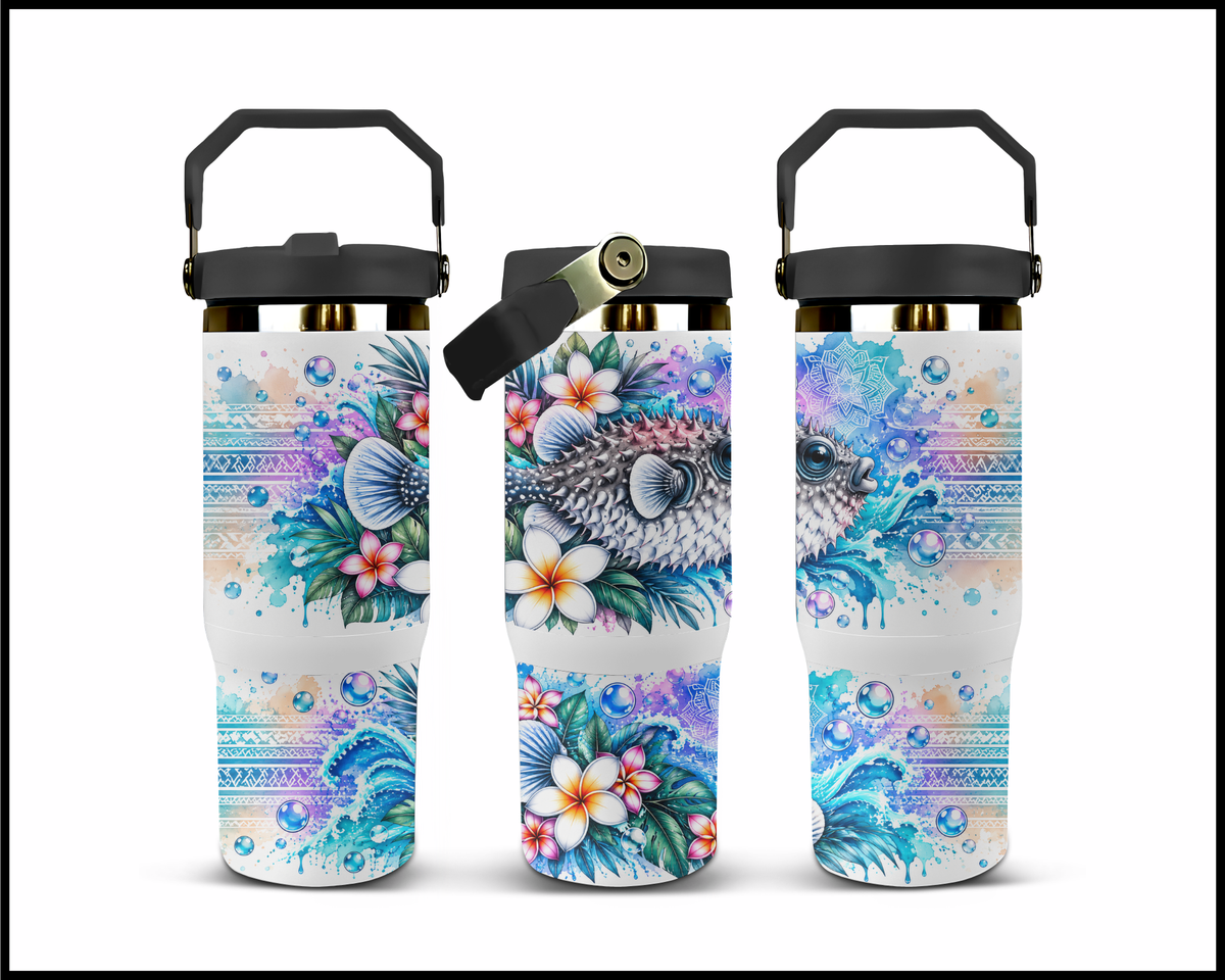 Plumeria Puff Stainless Steel Big Guzzler Tumbler (2127)