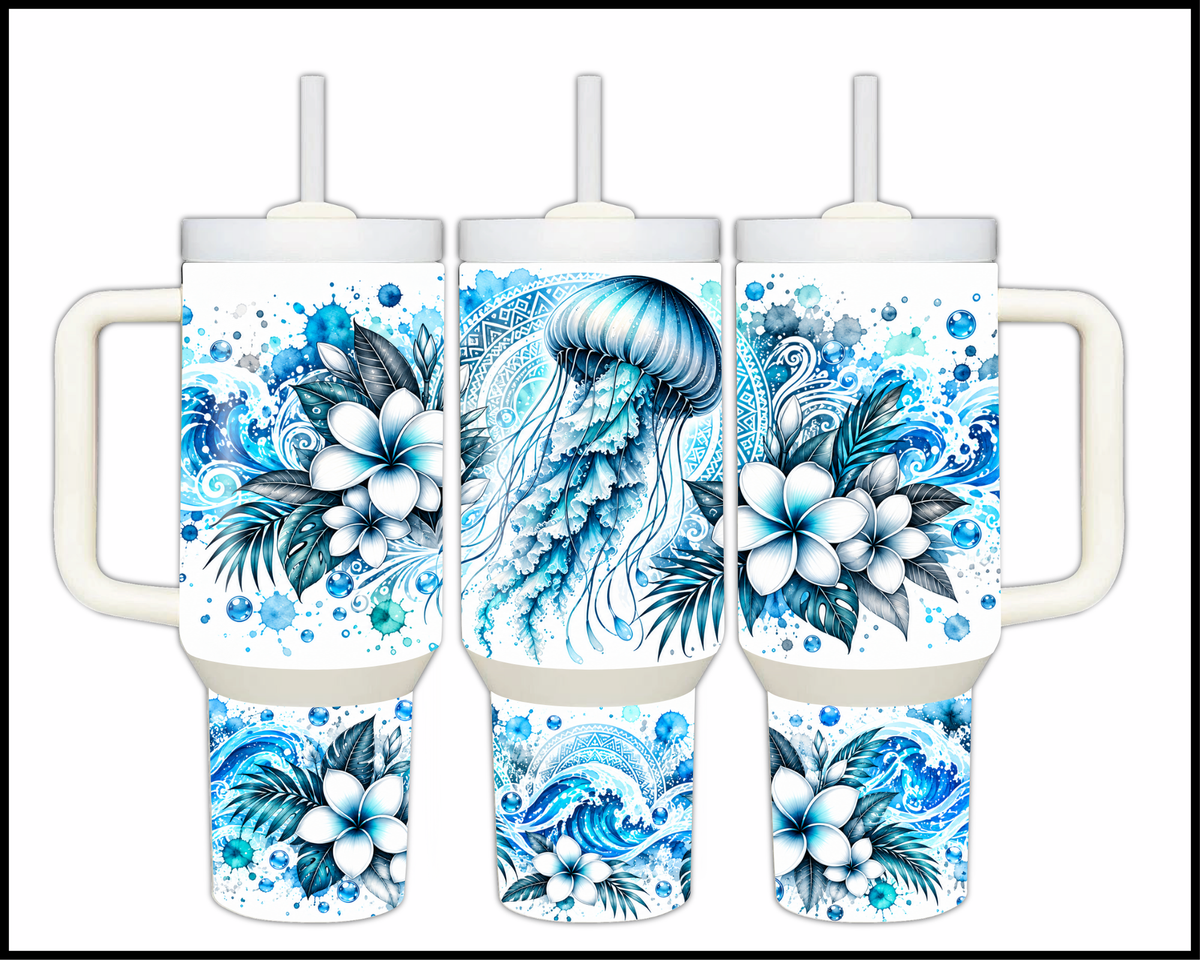 Teal Tides & Tendrils Stainless Steel Big Guzzler Tumbler (2131)