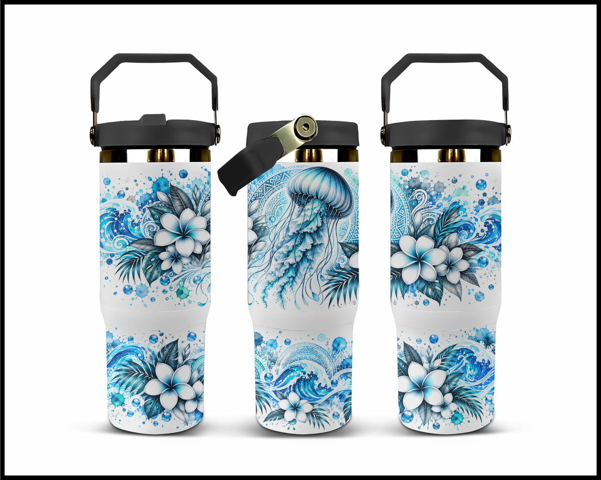 Teal Tides & Tendrils Stainless Steel Big Guzzler Tumbler (2131)