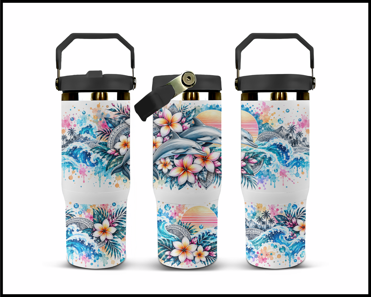 Tropical Dolphin Duo Stainless Steel Big Guzzler Tumbler (2134)